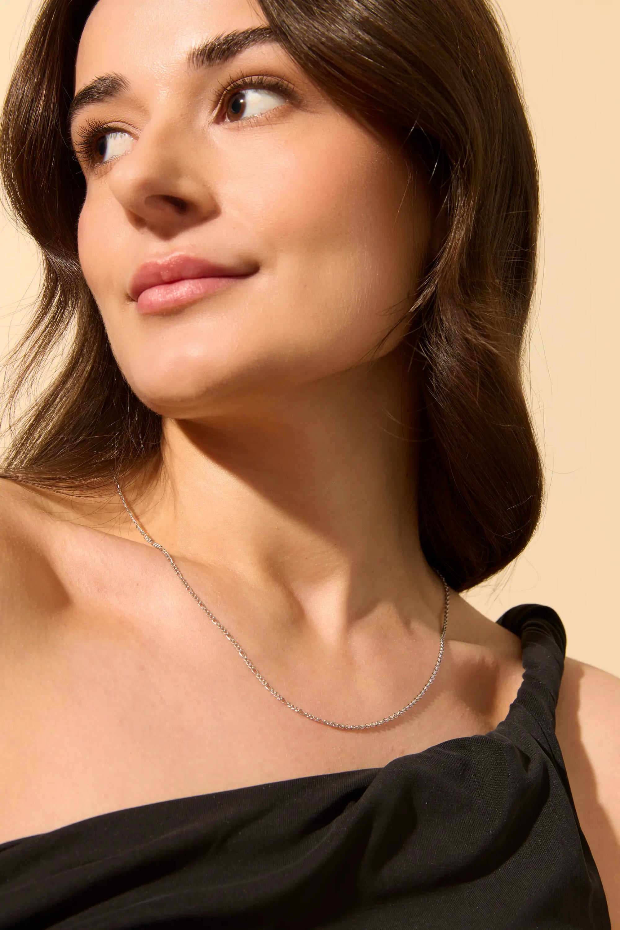 Silver mixed media necklace for women – adjustable box and rollo chain with lobster clasp alternative, perfect for sensitive skin and layering