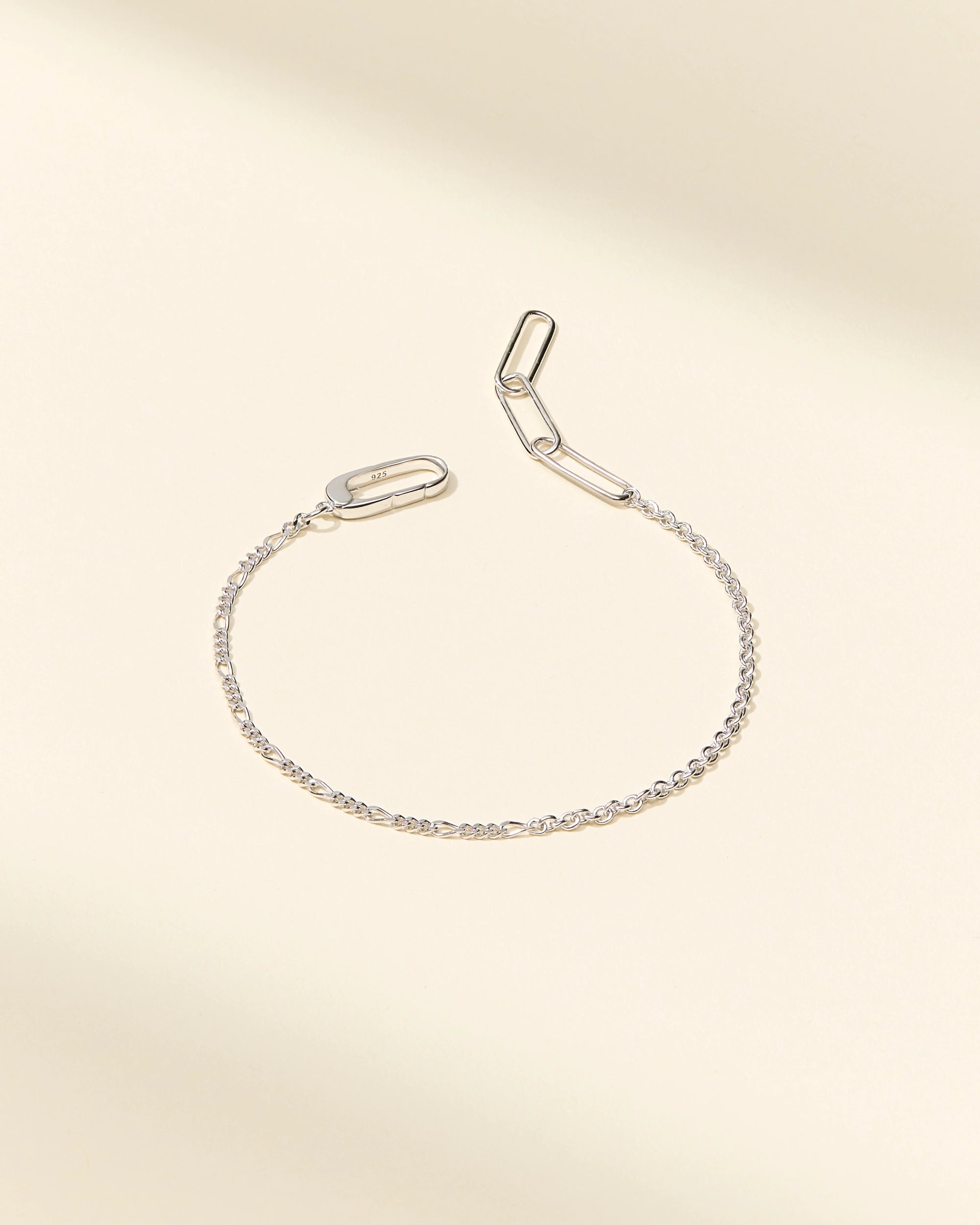 Mixed media silver bracelet for women – magnetic clasp alternative with Claspe’s frustration-free closure, perfect for everyday luxury - rollo chain box chain